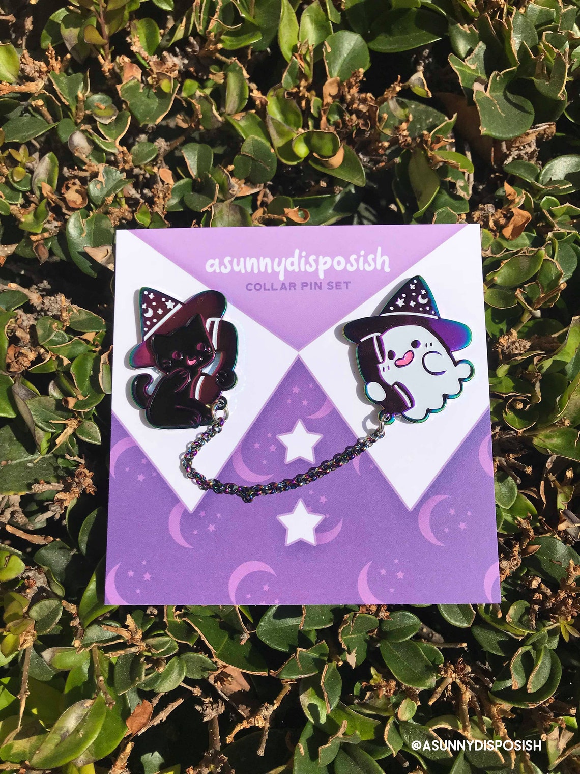 Ghost & Cat Collar Pin Set