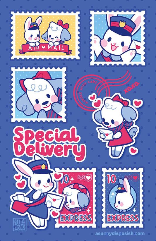 Special Delivery Airmail Dog & Bunny Print