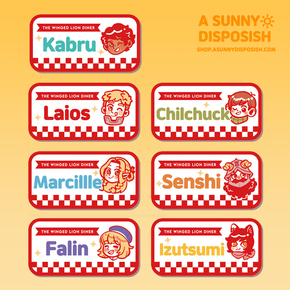 Dunmeshi Diner Name Tag Pins