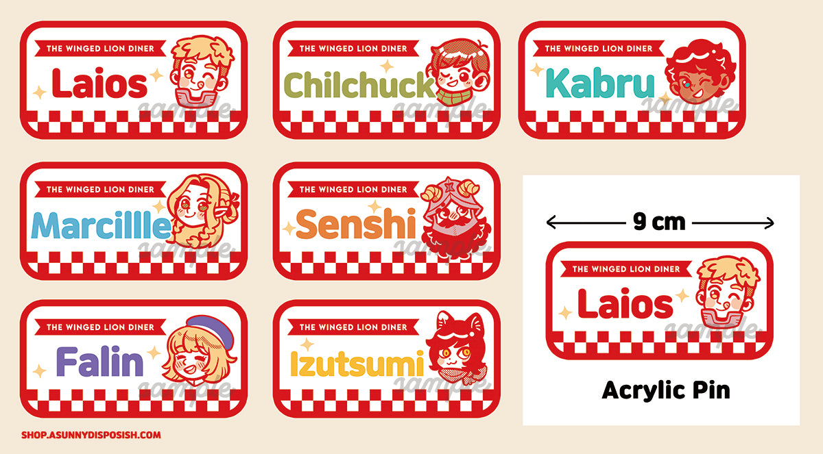 Dunmeshi Diner Name Tag Pins