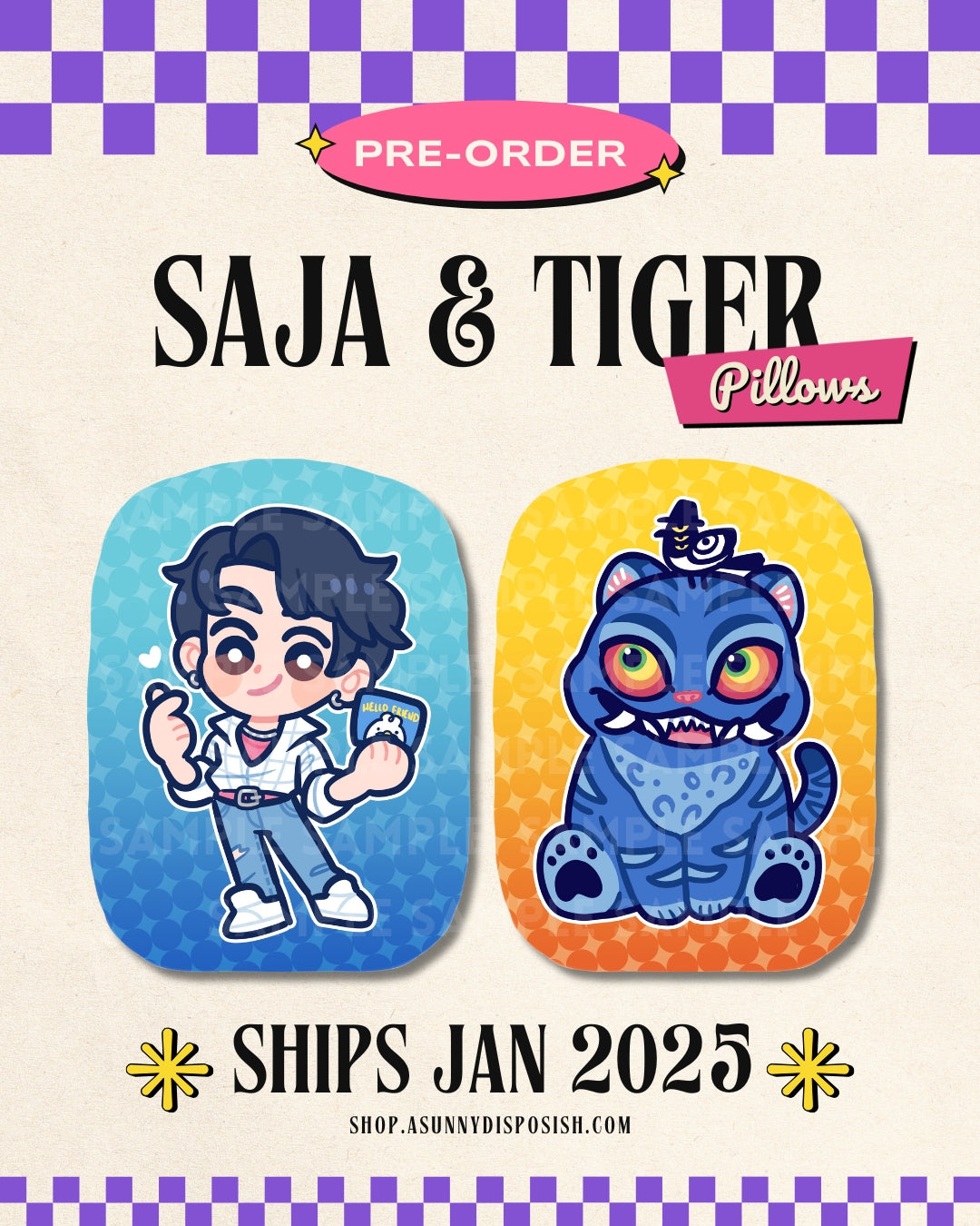 PREORDER KPDH Saja & Tiger Plush Pillow [SHIPS JAN]